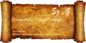 Szaszkó Gyöngyi névjegykártya